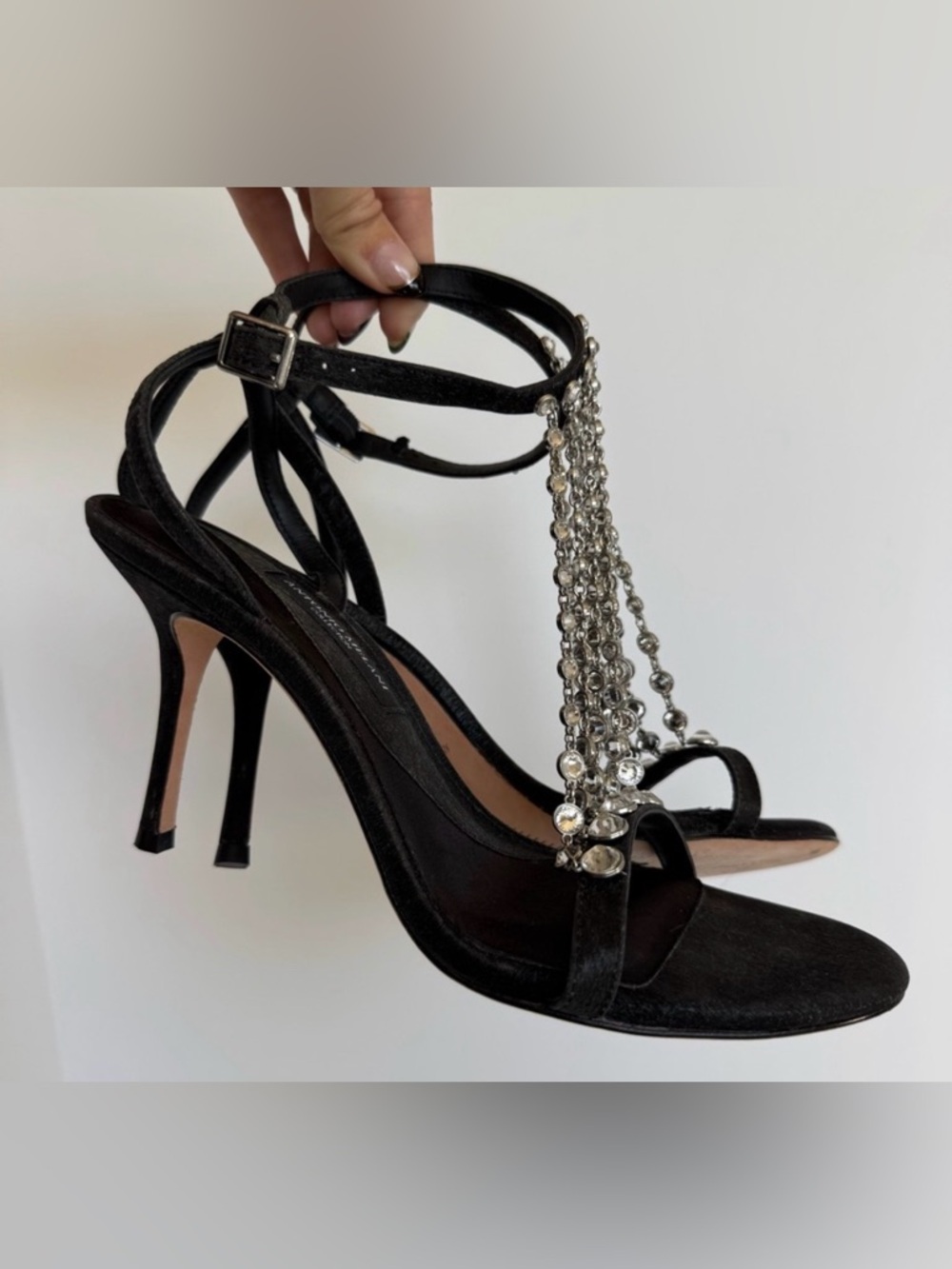 Antonio Melani Estella Jewel Black Silver Heels